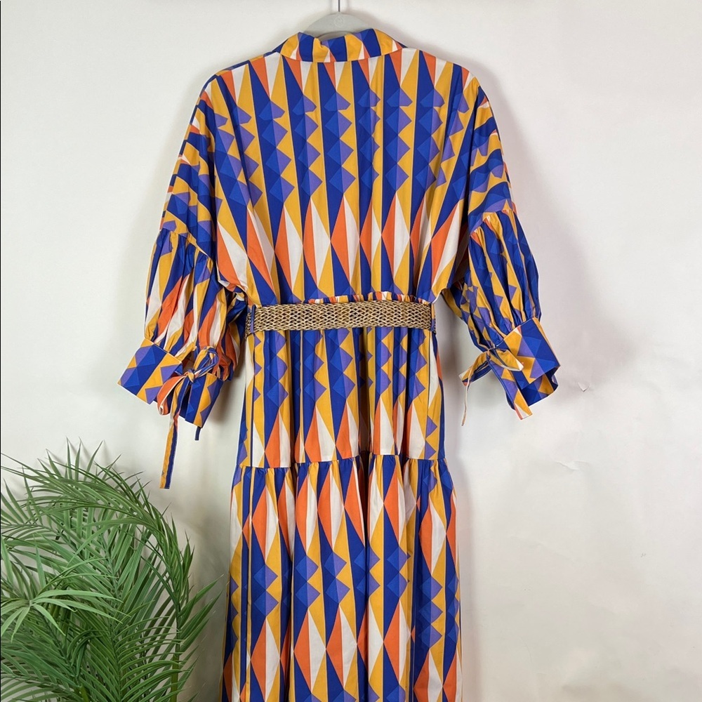 NWOT Sky Eagle Collection Native American Geometric Shirt Dress Belted Large - Picture 8 of 15
